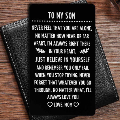 A Special Gift for Your Son/Daughter: Engraved Love Message Card Wallet Insert - Perfect for Graduation, Deployment, or Birthday!