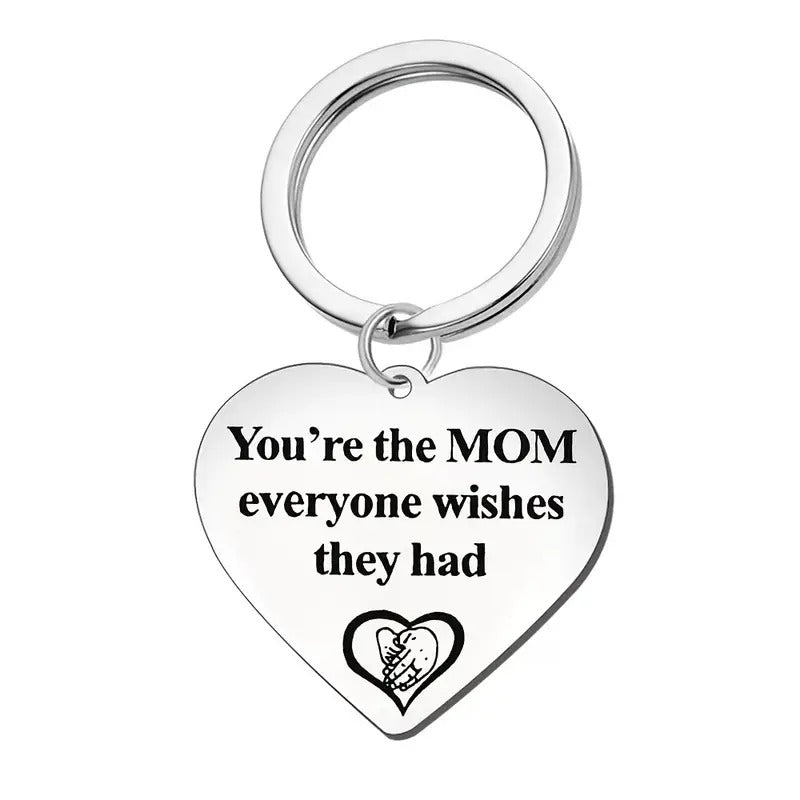 A Sweet Mother's Day Gift: Peach Heart Stainless Steel Car Keychain - Perfect for Mom!