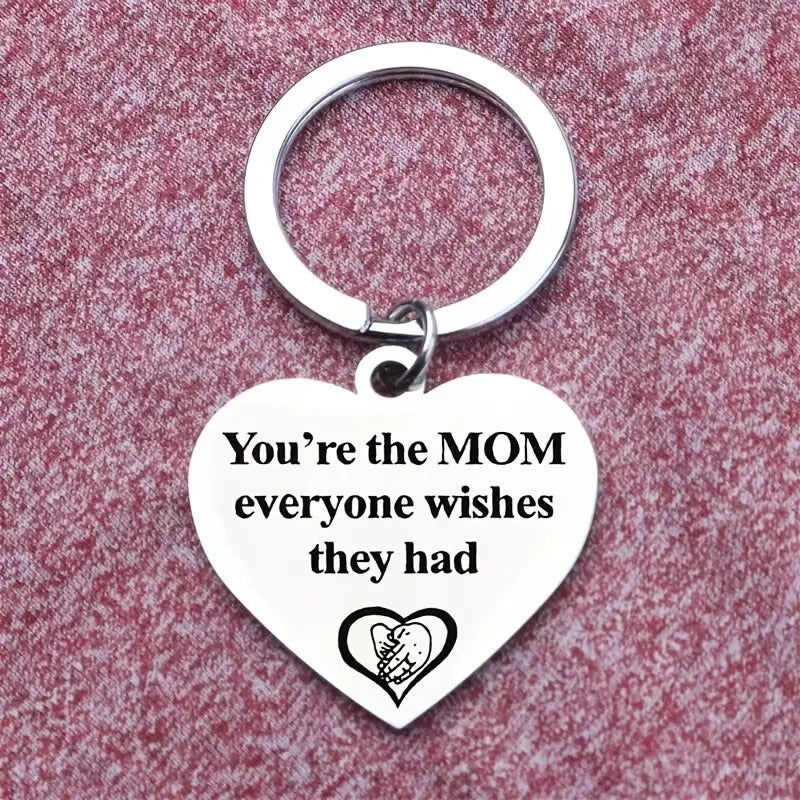 A Sweet Mother's Day Gift: Peach Heart Stainless Steel Car Keychain - Perfect for Mom!