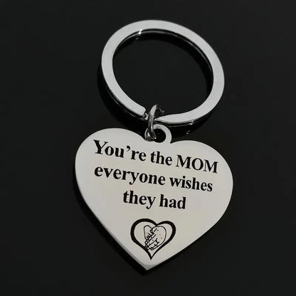 A Sweet Mother's Day Gift: Peach Heart Stainless Steel Car Keychain - Perfect for Mom!