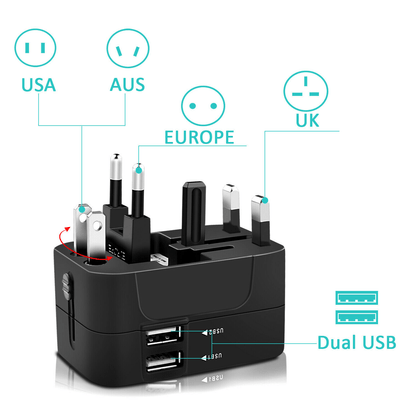 Universal Travel Plug Adapter with 2 USB Ports: Charge Your Devices Anywhere in the World!