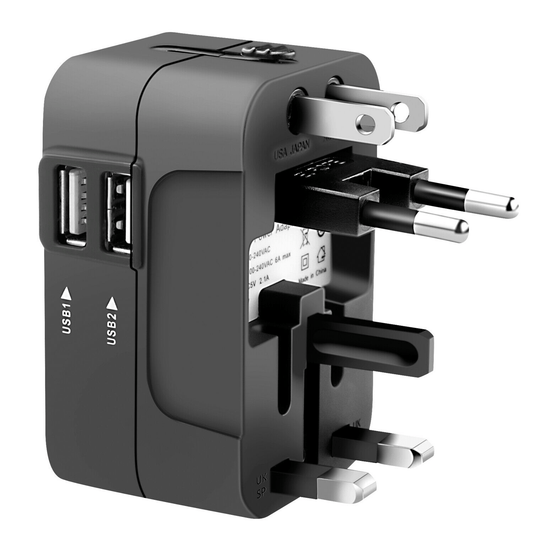 Adaptador de enchufe de viaje universal con 2 puertos USB: ¡Cargue sus dispositivos en cualquier parte del mundo! 