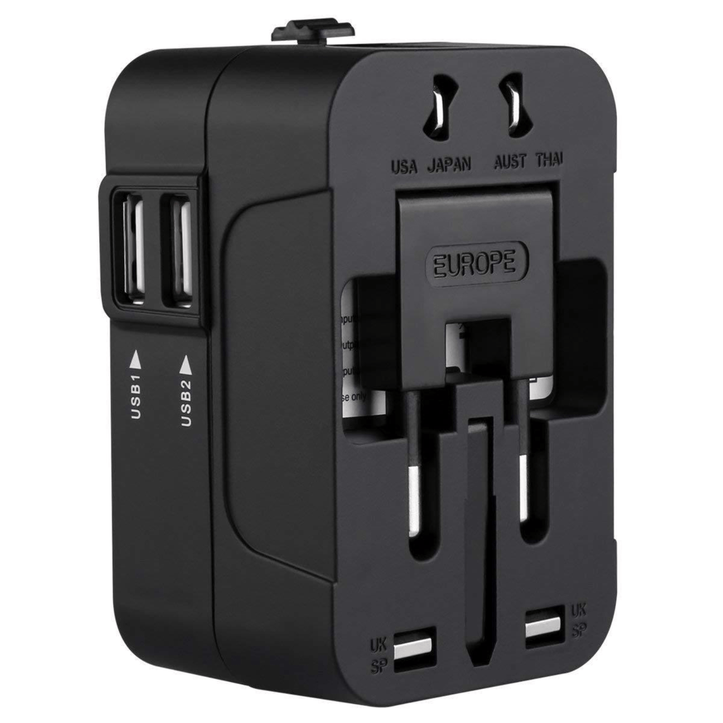 Universal Travel Plug Adapter with 2 USB Ports: Charge Your Devices Anywhere in the World!