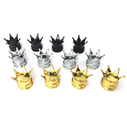 4pcs Creative Kings Crown Tyre Tire Wheel Valve Stem Caps - Car Bling Accessories for a Stylish Look!