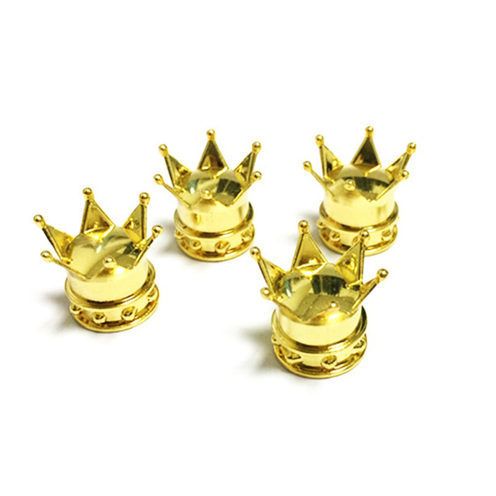 4pcs Creative Kings Crown Tyre Tire Wheel Valve Stem Caps - Car Bling Accessories for a Stylish Look!