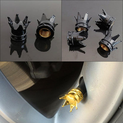 4pcs Creative Kings Crown Tyre Tire Wheel Valve Stem Caps - Car Bling Accessories for a Stylish Look!