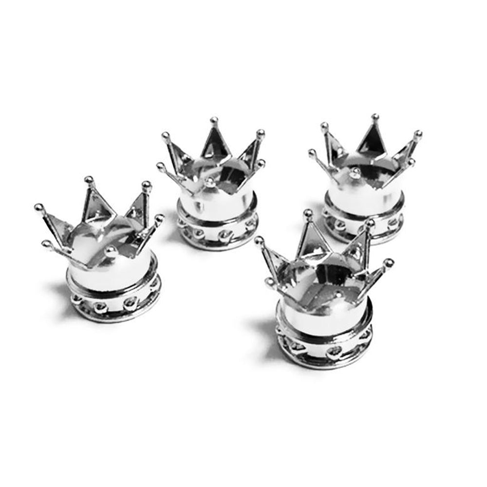 4pcs Creative Kings Crown Tyre Tire Wheel Valve Stem Caps - Car Bling Accessories for a Stylish Look!