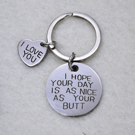 1pc I Hope Your Days Is... Stainless Steel Car Key Chain With A Peach Heart Pendant Couple Gift