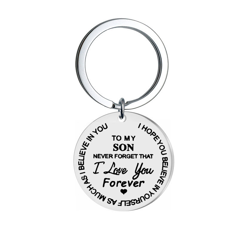 1pc TO MY SON/DAUGHTER Stainless Steel Car Key Chain Creative Gift