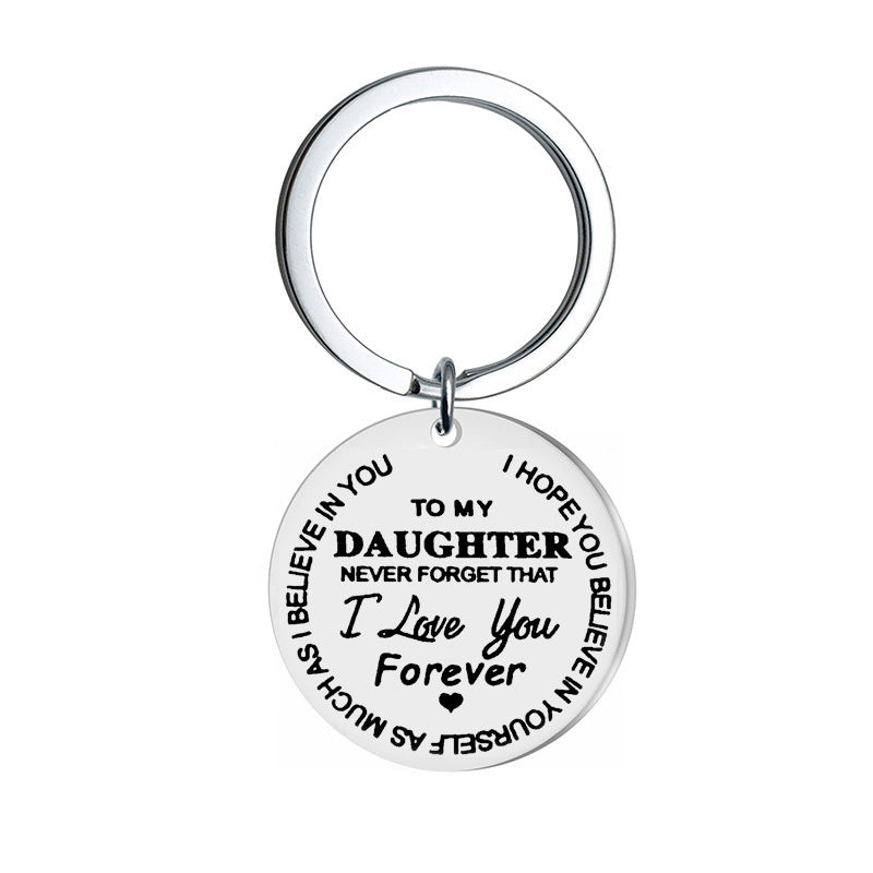 1pc TO MY SON/DAUGHTER Stainless Steel Car Key Chain Creative Gift