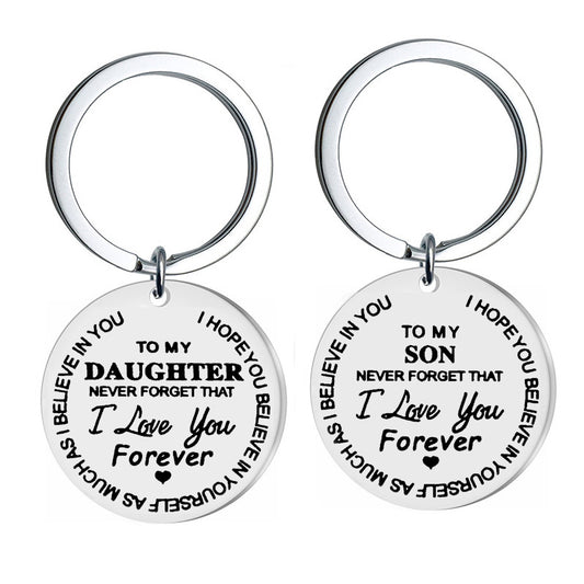 1pc TO MY SON/DAUGHTER Stainless Steel Car Key Chain Creative Gift