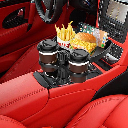 360° Adjustable Car Cup Holder Tray - Perfect for Organizing Drinks & Food on the Go!