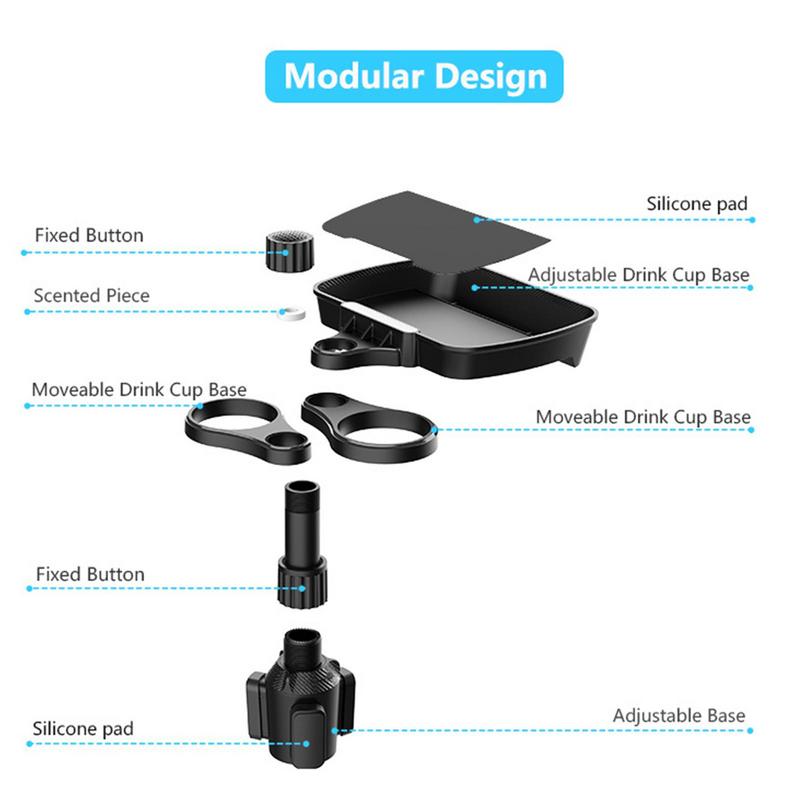 360° Adjustable Car Cup Holder Tray - Perfect for Organizing Drinks & Food on the Go!