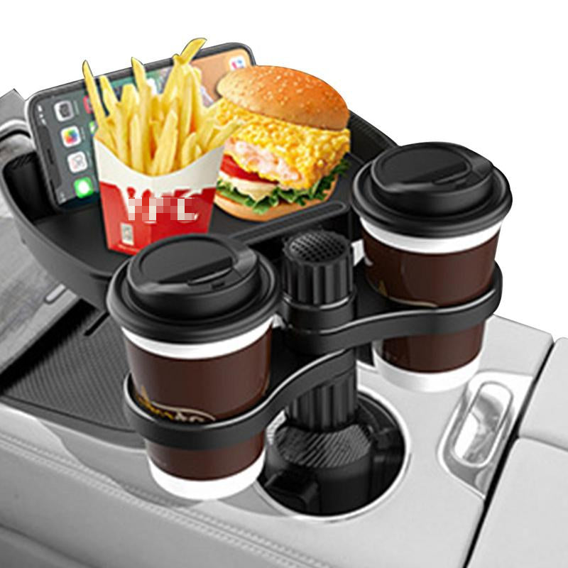 360° Adjustable Car Cup Holder Tray - Perfect for Organizing Drinks & Food on the Go!