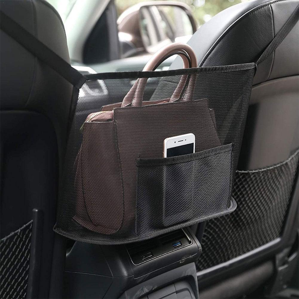 1 pc Car Seat Net Pocket Handbag Purse Holder Bag Organizer with Large Capacity and Pet Net Barrier