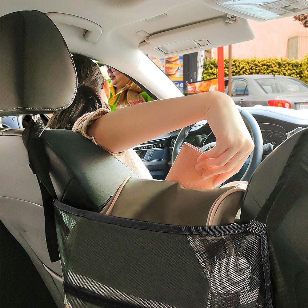 1 pc Car Seat Net Pocket Handbag Purse Holder Bag Organizer with Large Capacity and Pet Net Barrier