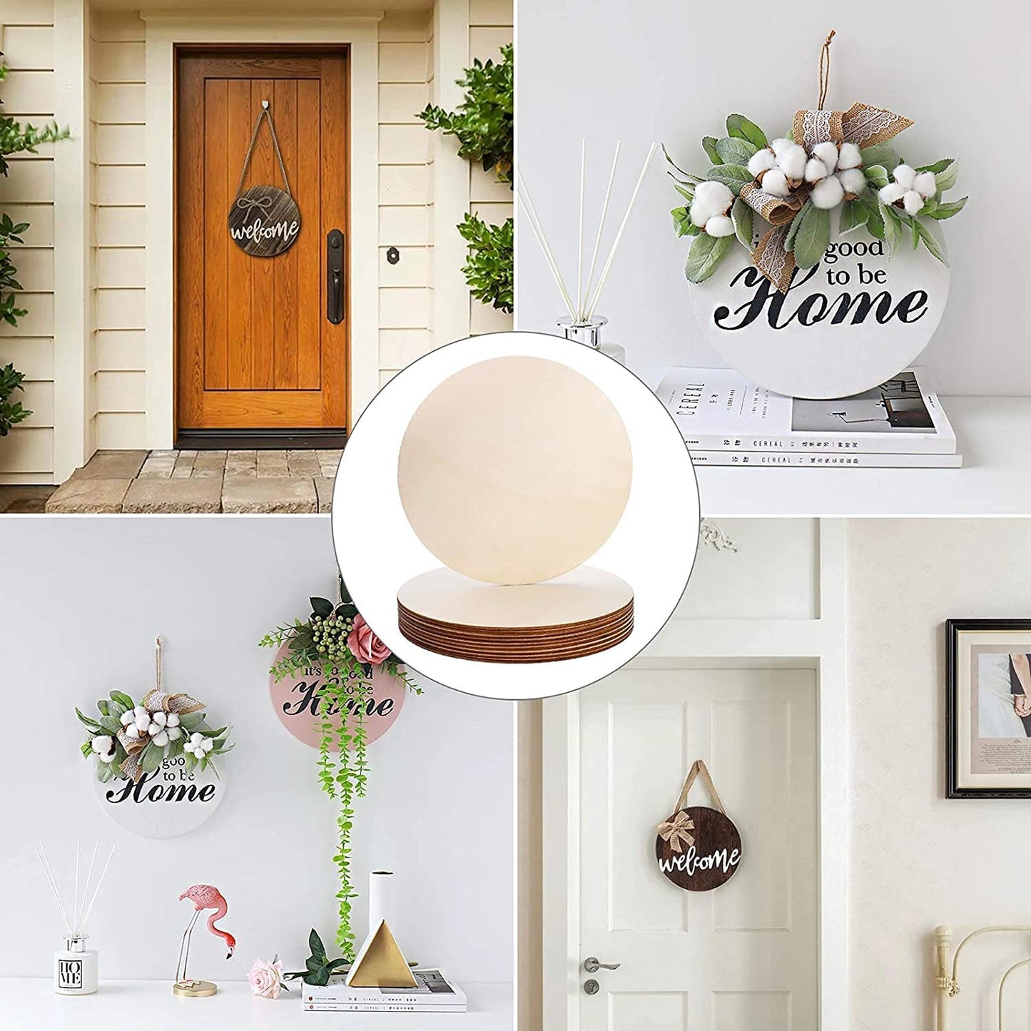 10pcs Unfinished Wood Circles For Crafts - Perfect For Door Hangers, Designs & Wood Burning!