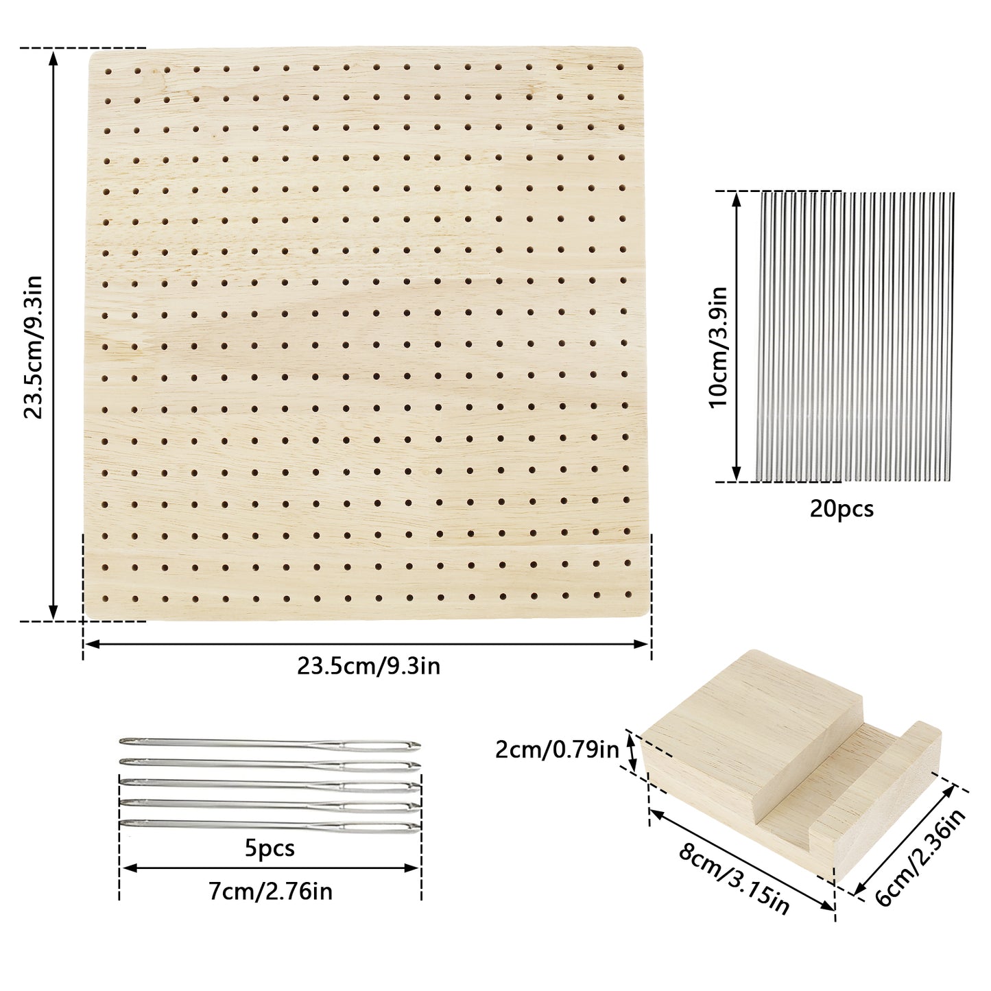 1 tablero de ganchillo, tablero de bloqueo de madera hecho a mano con 20 piezas de pasador de varilla de acero inoxidable, tablero de bloqueo de madera hecho a mano para tejer crochet, regalo para los amantes del crochet de tejer Granny Square 