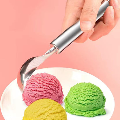 Stacked Stacks Stainless Steel Ice Cream Scoops - Non-Stick Fruit Ice Ball Maker & Watermelon Spoon Tool