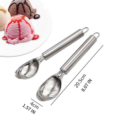 Stacked Stacks Stainless Steel Ice Cream Scoops - Non-Stick Fruit Ice Ball Maker & Watermelon Spoon Tool