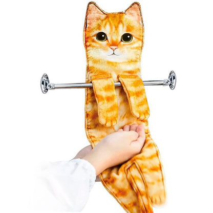 1 pièce d'essuie-mains amusants en forme de chat super absorbants – Parfaits pour la décoration de la salle de bain et de la cuisine. 