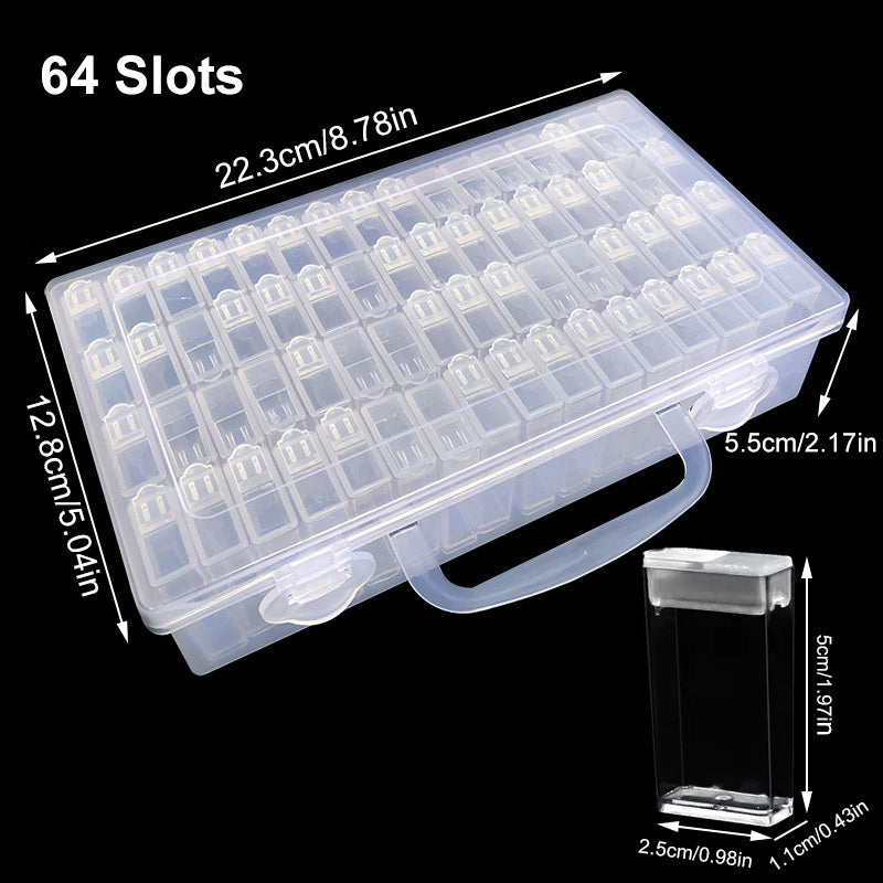 32/40/42/48/56/64pcs Slots Organizer Box Diamond Painting Beads Charms Jewelry Accessories Storage Box Set Container