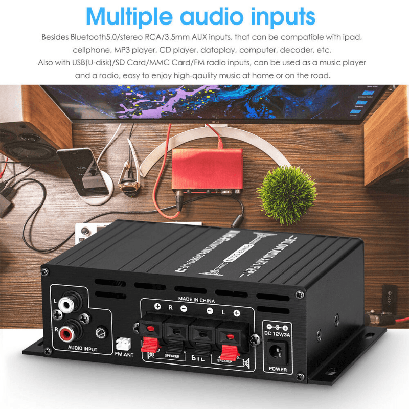 Mini amplificateur de puissance HIFI BT 800 W à 2 canaux : obtenez un son de haute qualité pour la maison ou la voiture ! 