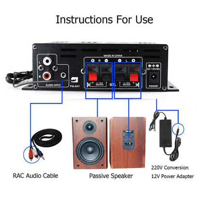 Mini amplificateur de puissance HIFI BT 800 W à 2 canaux : obtenez un son de haute qualité pour la maison ou la voiture ! 