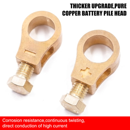 1 Pair of Car Battery Copper Terminal Wire Cable Clamps - Quick Post Terminal Connectors for Positive & Negative Electric Connections.