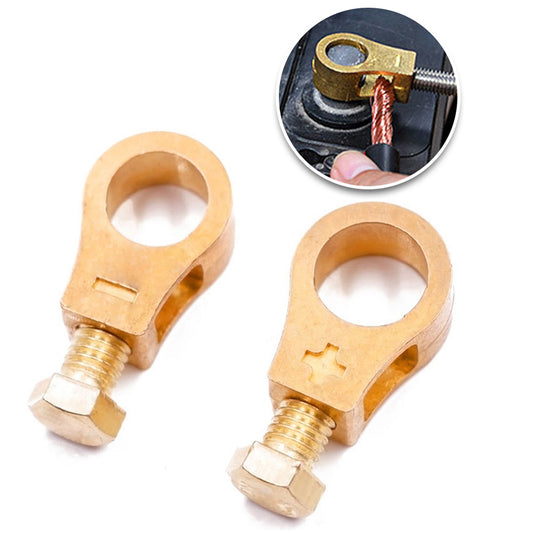 1 Pair of Car Battery Copper Terminal Wire Cable Clamps - Quick Post Terminal Connectors for Positive & Negative Electric Connections.