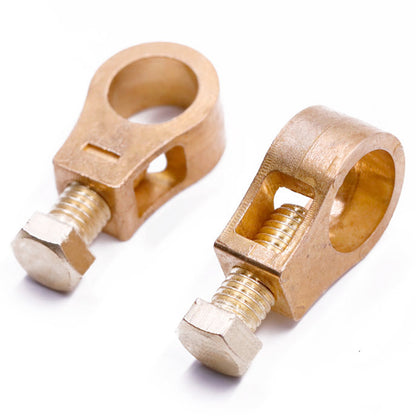 1 Pair of Car Battery Copper Terminal Wire Cable Clamps - Quick Post Terminal Connectors for Positive & Negative Electric Connections.