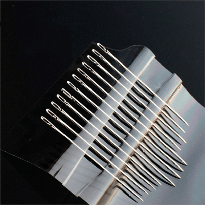 12pcs/pack 2 Needles Side-entry Convenience Needle Silver Tail Needle Elderly Needle Blind Needle Free Needle Side Opening Blind Free Needle