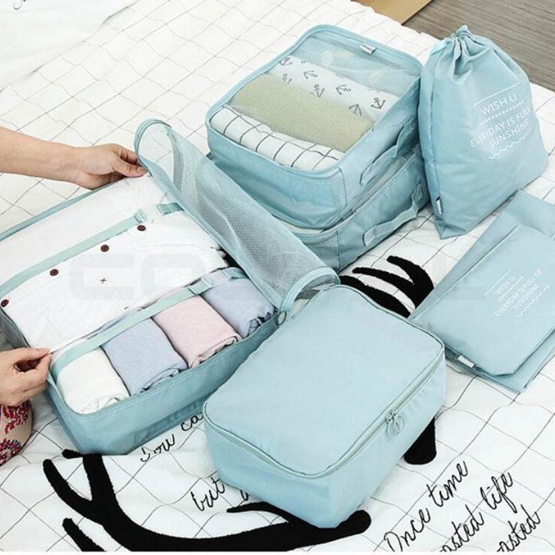 7Pcs Travel Storage Bag Set, Suitcase Packing Organizer, Portable Luggage Pouch For Underwear, Clothing Shoes Sorting Bags