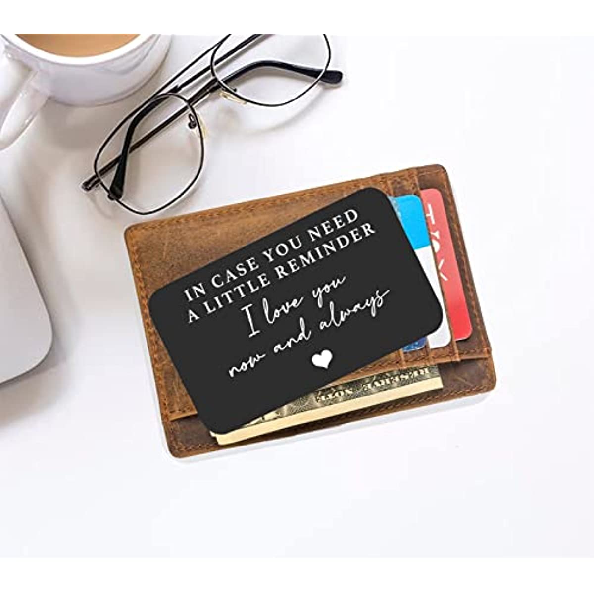 Aluminum Alloy Engraved Wallet Card - A Little Reminder I Love You - Perfect Gift For Boyfriend, Husband, Wife, Son, Daughter - Christmas, Valentine's Day, Birthday