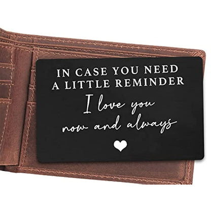 Aluminum Alloy Engraved Wallet Card - A Little Reminder I Love You - Perfect Gift For Boyfriend, Husband, Wife, Son, Daughter - Christmas, Valentine's Day, Birthday