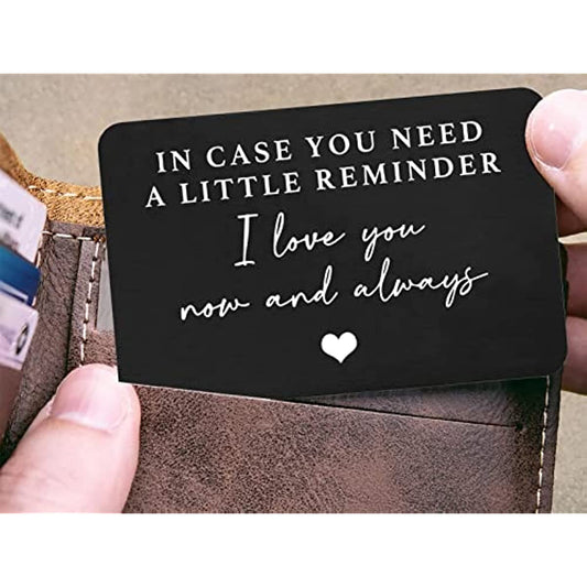 Aluminum Alloy Engraved Wallet Card - A Little Reminder I Love You - Perfect Gift For Boyfriend, Husband, Wife, Son, Daughter - Christmas, Valentine's Day, Birthday