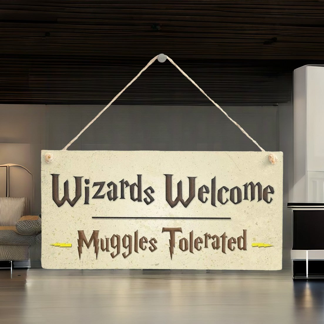 Wizards Welcome! Muggles Tolerated - Home Wood Sign for a Magical Home Decoration