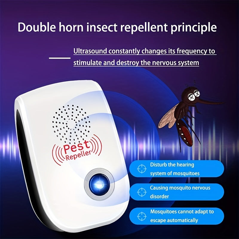 6pack Ultrasonic Insect Repellers, Ultrasonic Pest Repeller, Dual Horn Ultrasonic Mosquito Repellent, Indoor Pest Control, Electronic Insect Repellent, For Home, Kitchen And Warehouse