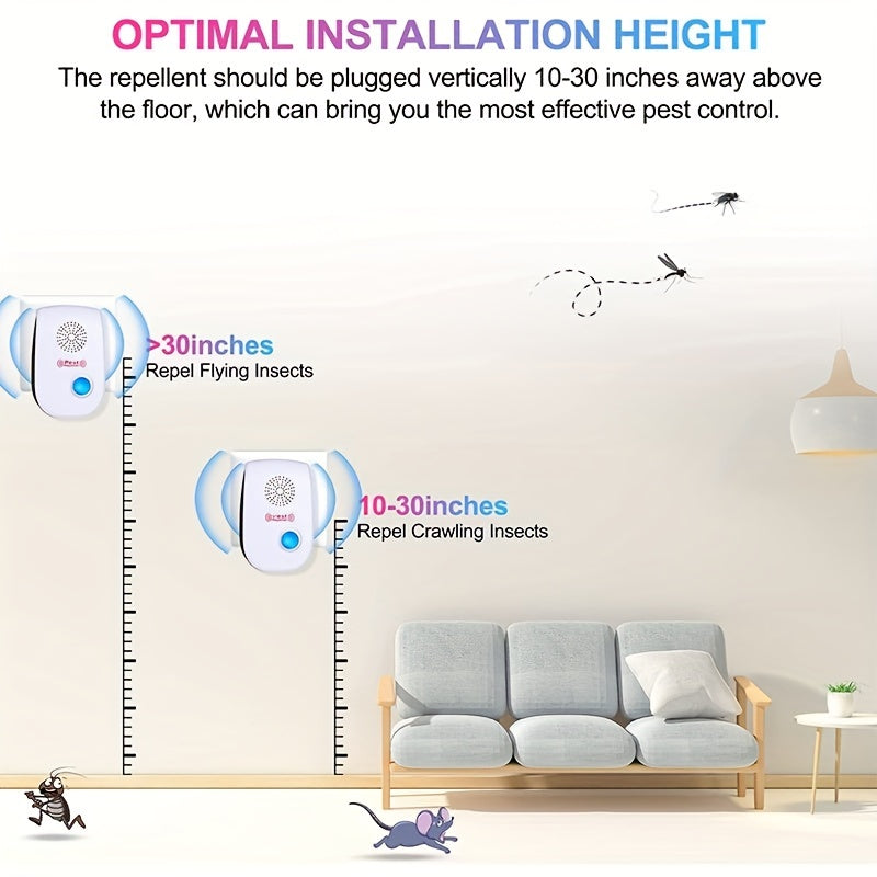 6pack Ultrasonic Insect Repellers, Ultrasonic Pest Repeller, Dual Horn Ultrasonic Mosquito Repellent, Indoor Pest Control, Electronic Insect Repellent, For Home, Kitchen And Warehouse