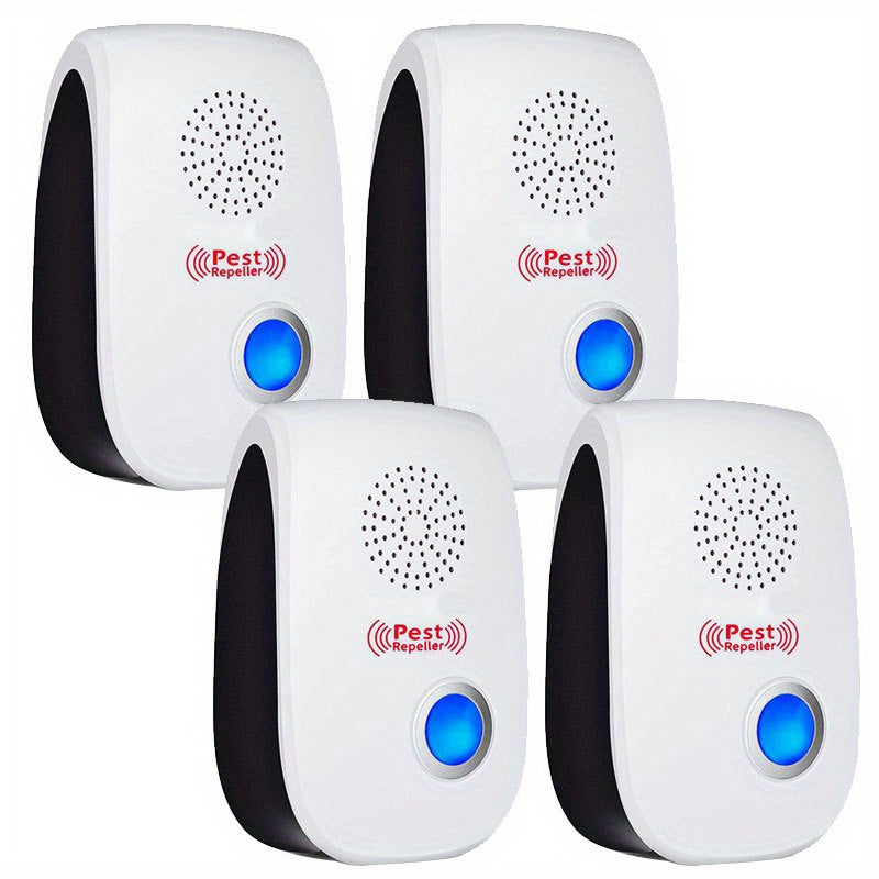 4pack Ultrasonic Insect Repellers, Ultrasonic Pest Repeller, Double Horn Ultrasonic Mosquito Repeller, Indoor Pest Control, Electronic Repellent, For Home, Kitchen And Warehouse