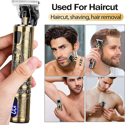 USB Rechargeable Hair Clippers and Beard Trimmer for Men - Precise T-Blade Trimmer with LCD Screen - Grooming Kit for Men