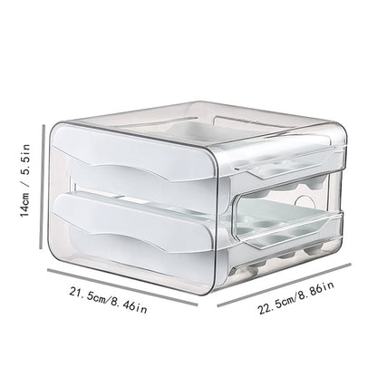 32-Compartment Egg Storage Box - Stackable, Transparent, Refrigerator-Friendly Stackable Egg Tray for Home Kitchens