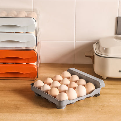 32-Compartment Egg Storage Box - Stackable, Transparent, Refrigerator-Friendly Stackable Egg Tray for Home Kitchens