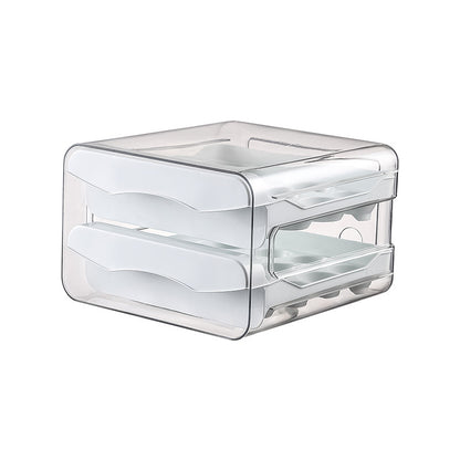 32-Compartment Egg Storage Box - Stackable, Transparent, Refrigerator-Friendly Stackable Egg Tray for Home Kitchens