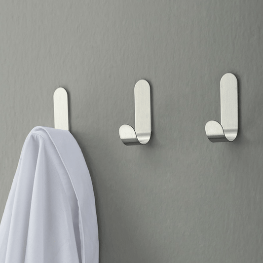 1pc Stainless Steel Towel Hooks - Self-Adhesive Wall Hooks for Kitchen and Bathroom - Easy Installation and Durable Design