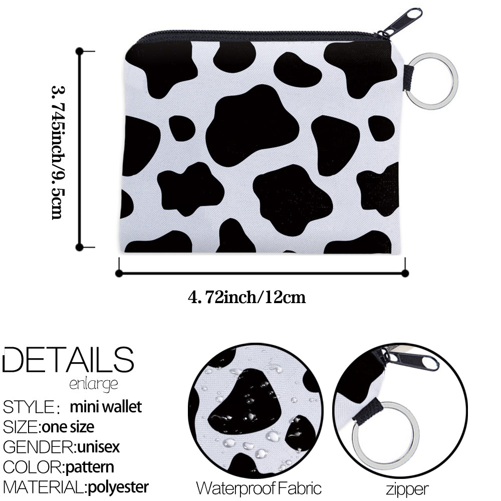 Stylish Cow Print Purse: Portable Zipper Mini Coin Bag - Perfect for Casual Storage!