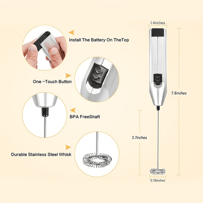 Stainless Steel Electric Handheld Egg Beater for Perfectly Whipped Eggs, Coffee, Milk, and Tea