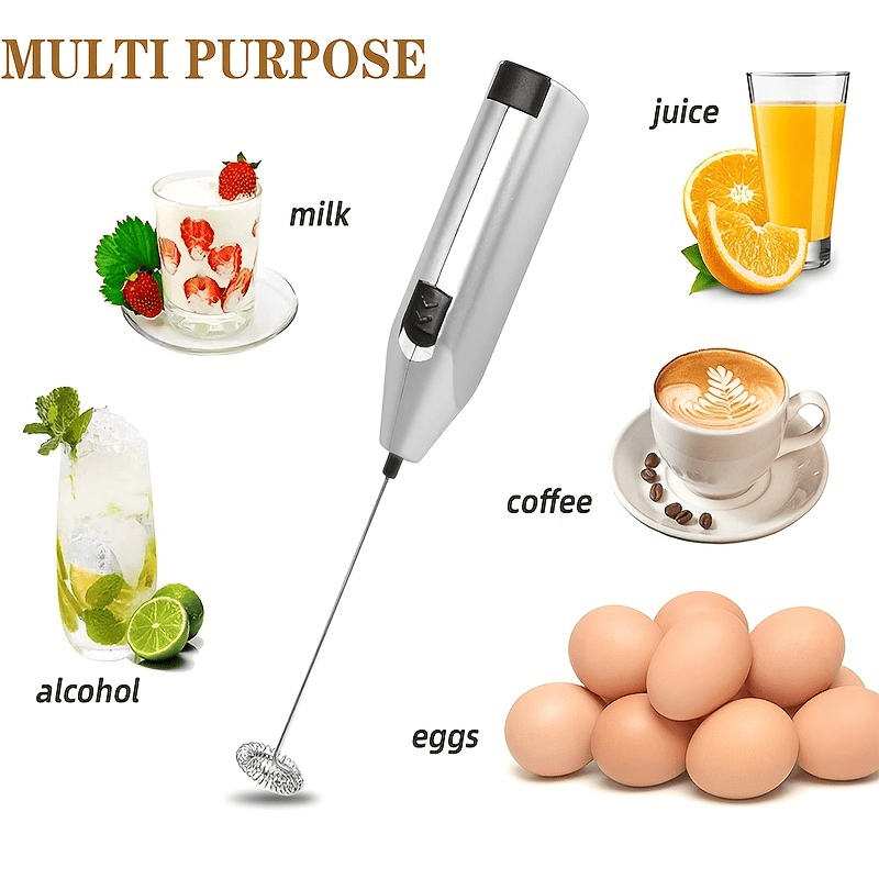 Stainless Steel Electric Handheld Egg Beater for Perfectly Whipped Eggs, Coffee, Milk, and Tea