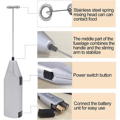 Stainless Steel Electric Handheld Egg Beater for Perfectly Whipped Eggs, Coffee, Milk, and Tea