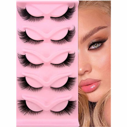 5 Pairs of Fluffy Cat Eye False Eyelashes - Perfect for Party, Dating & Stage Makeup!